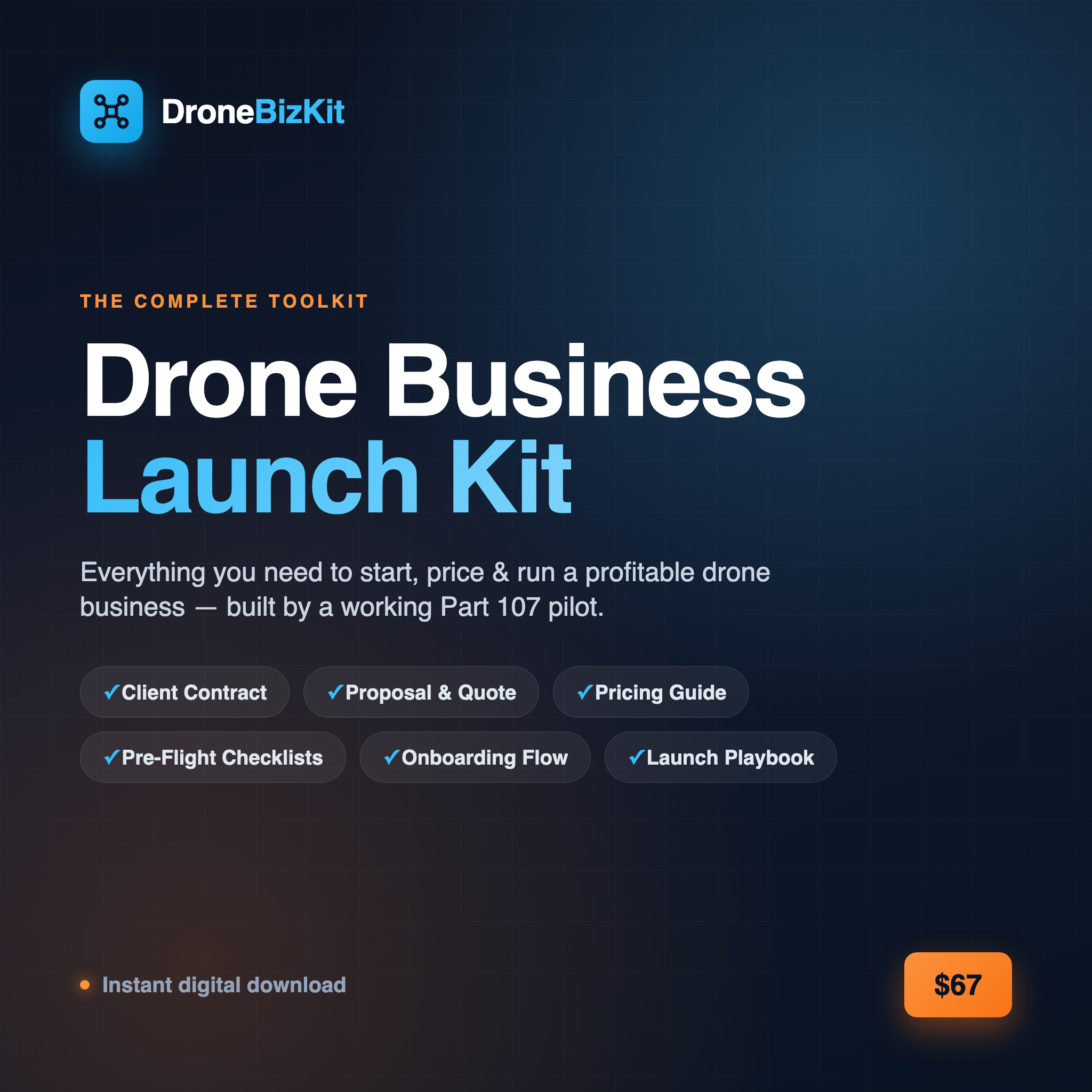 DroneBizKit Drone Business Launch Kit — client contract, pricing calculator, checklists and playbook for Part 107 commercial drone pilots